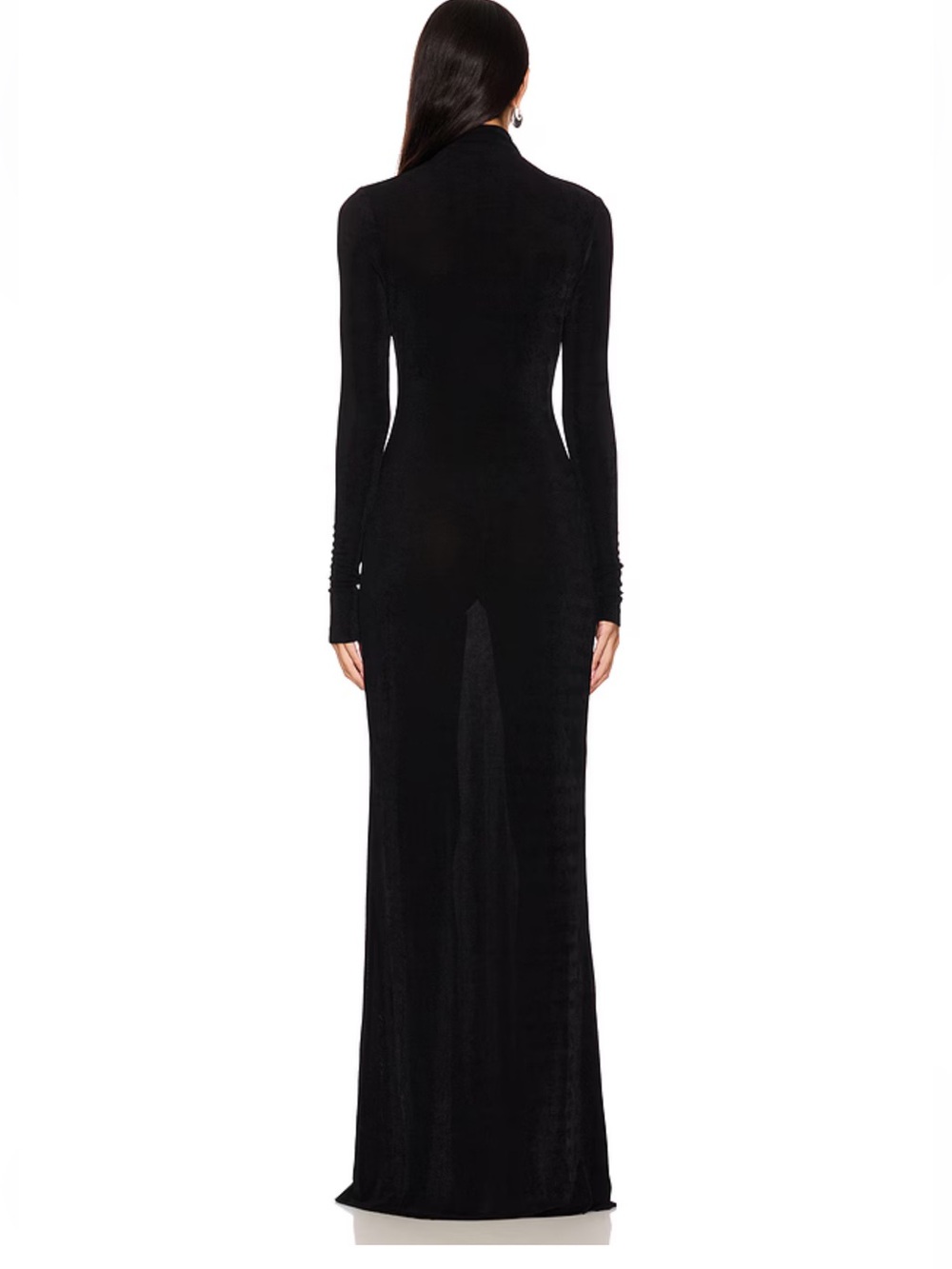 SER.O.YA Kim Maxi Dress Black Long-Sleeve Turtleneck gown Seroya Revolve L - Picture 3 of 9